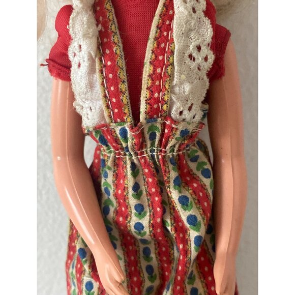 1973 Mattel SUNSHINE FAMILY MOM DAD Dolls Red Floral Dress Blue Overalls Vintage - Picture 3 of 16